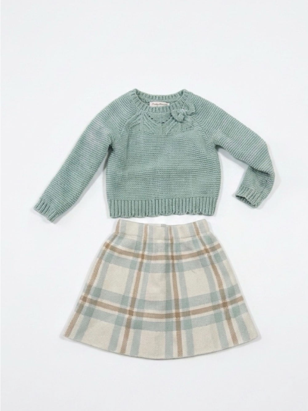 Tommy Bahama Mint Green Knit Sweater with matching Plaid Skirt very beautifulset